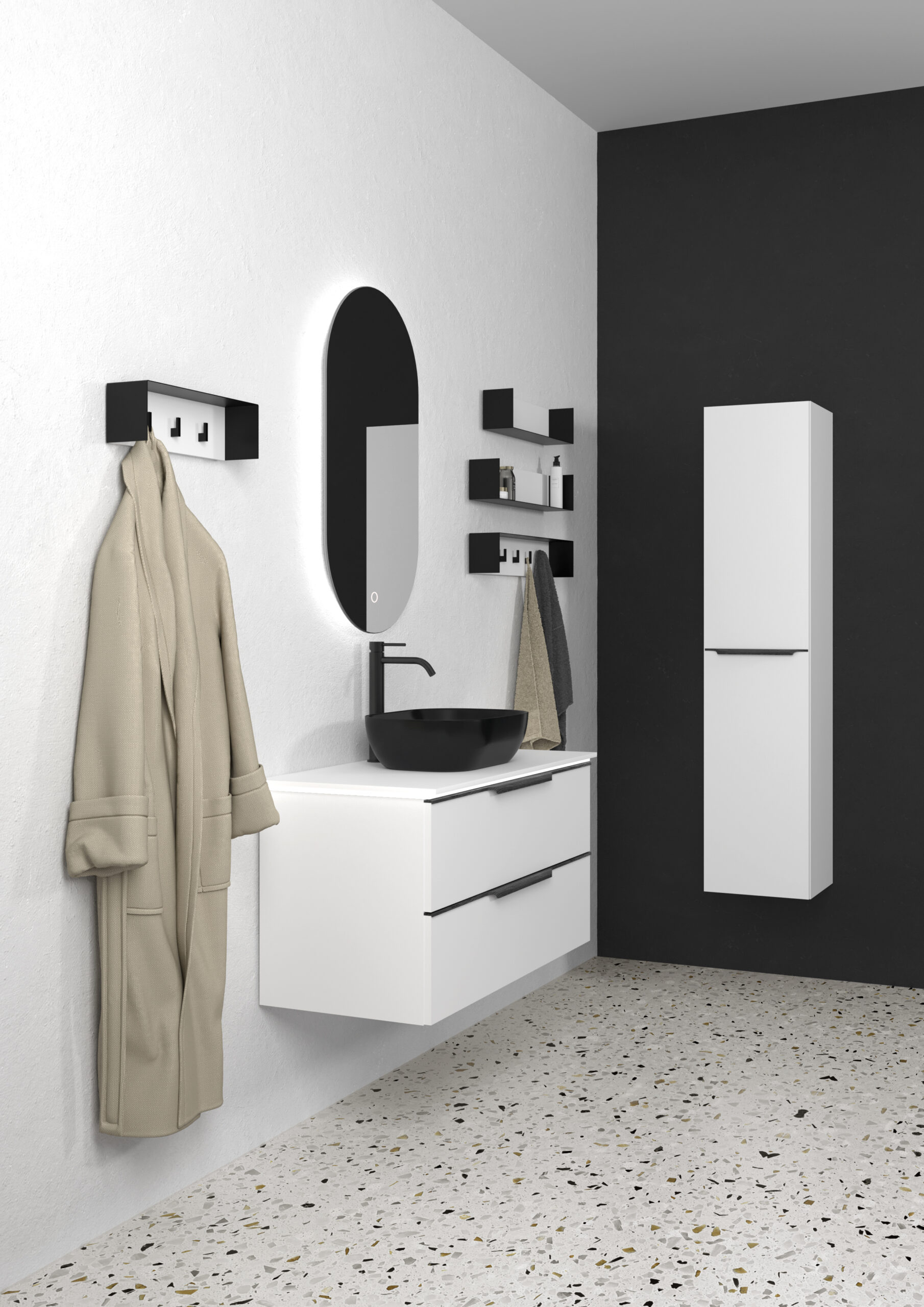 Kame töötasapinna alune kapp Amber 120 valge matt Black oak 1 Amber 100 120 tasapinna alla black handles pilt scaled