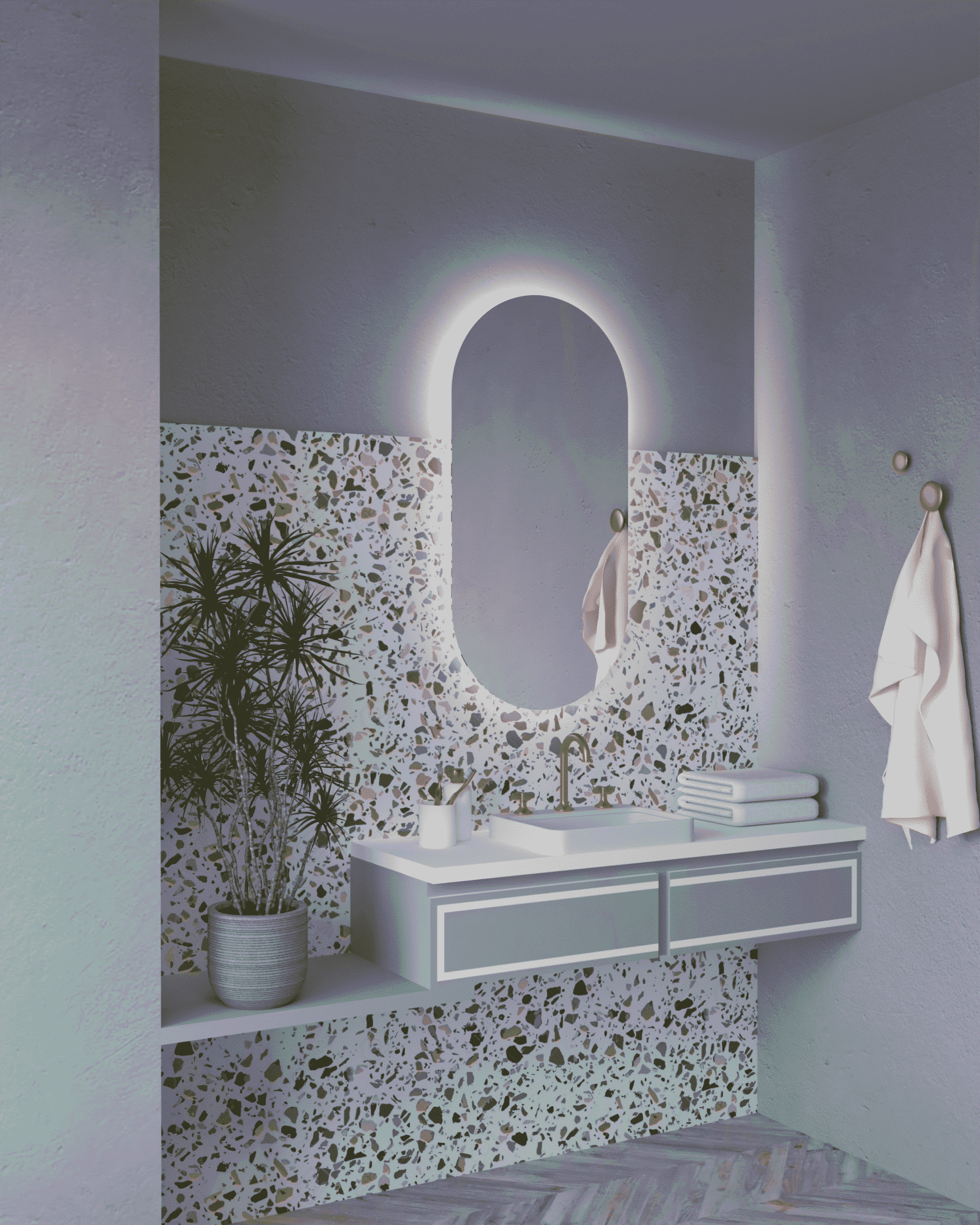 Stikla Servis valgustiga peegel Bianca 1 Bianca pilt scaled