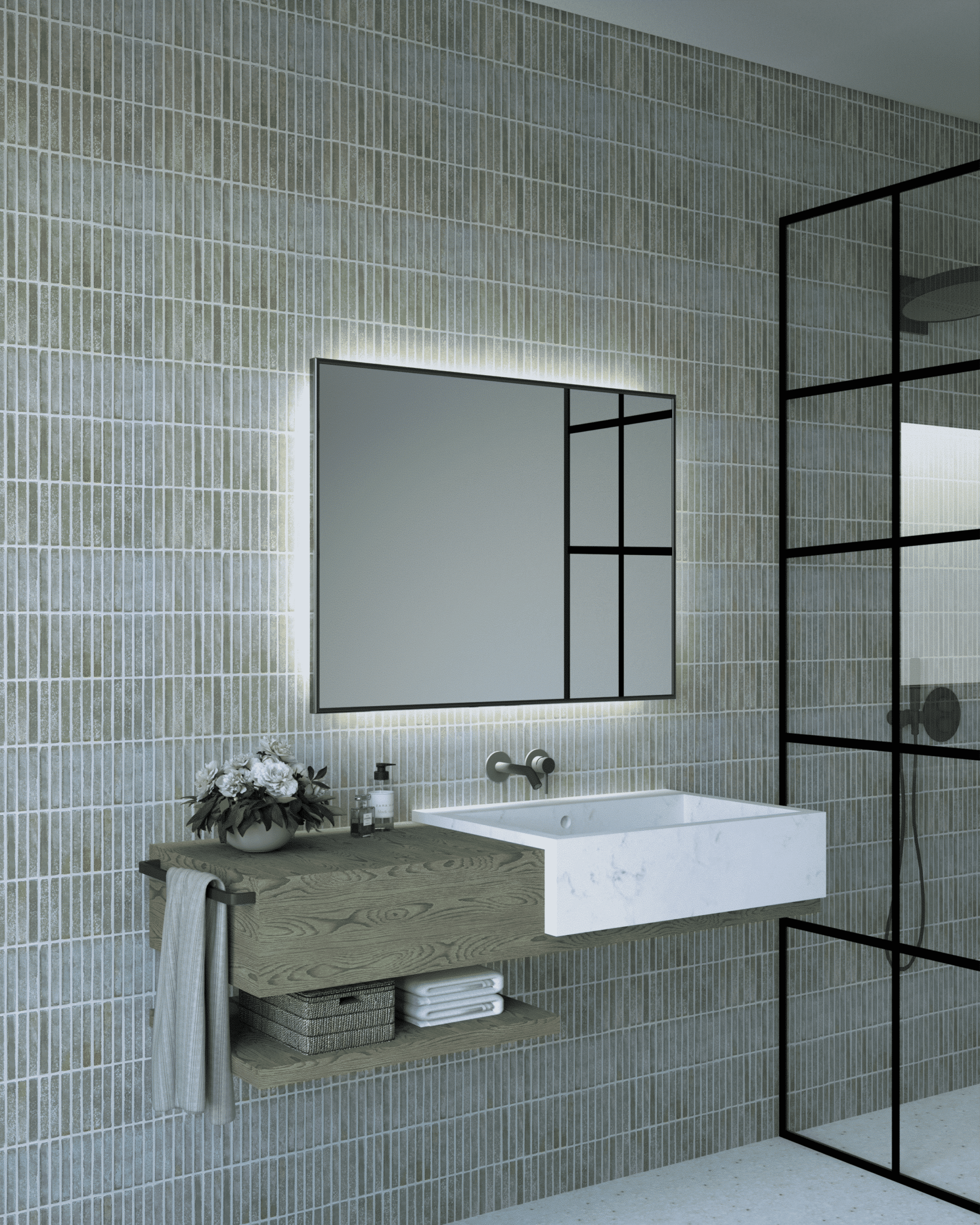 Stikla Servis valgustiga peegel Rodica musta raamiga 1 Rodica 1 scaled