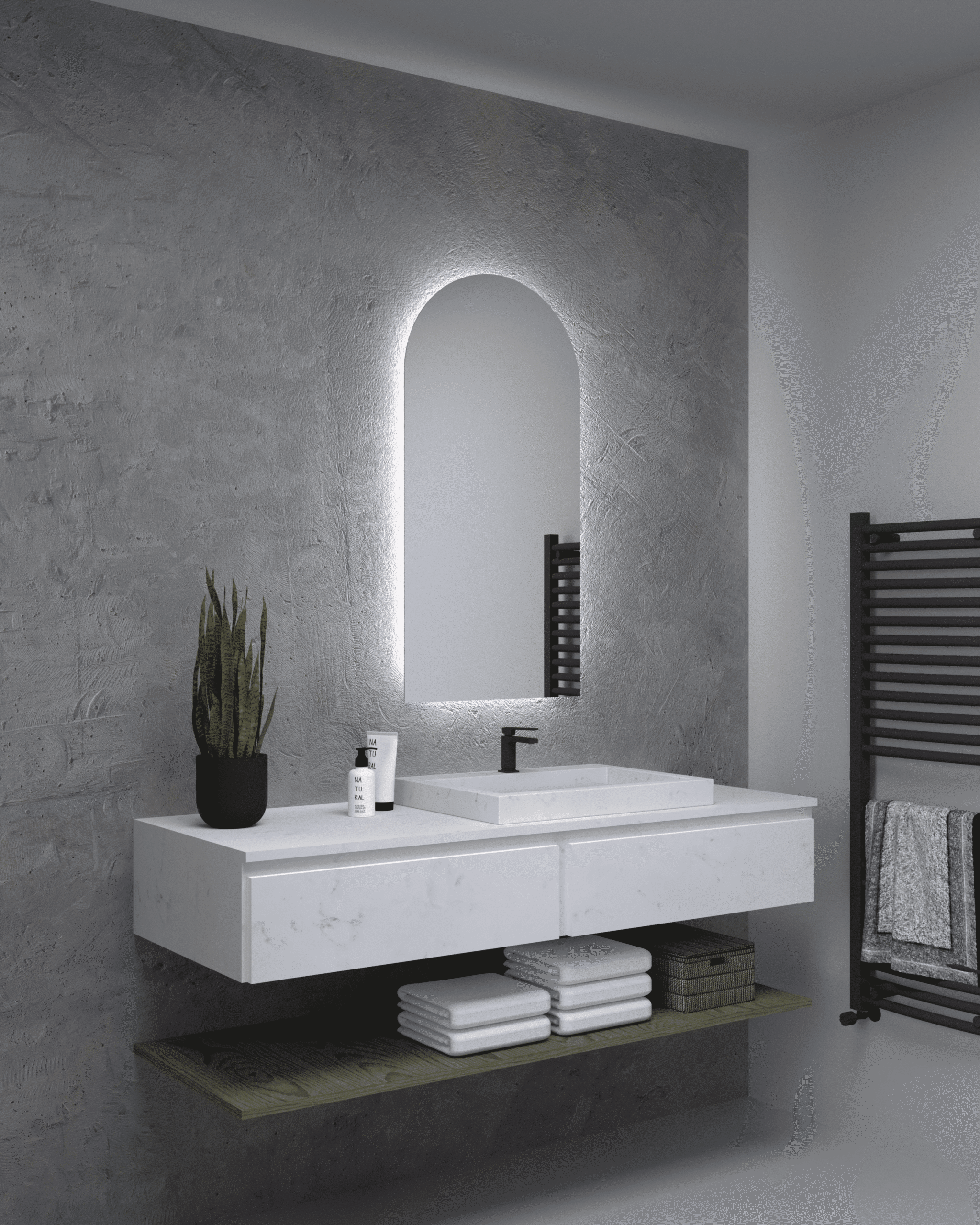 Stikla Servis valgustiga peegel Arco