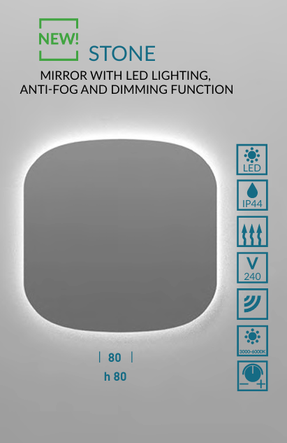 Kame peegel LED valgustiga Stone 80cm